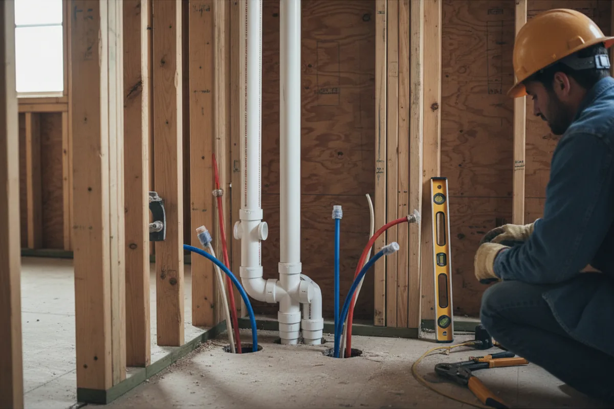 Drain and supply rough-in during Drain Cleaning in Lane City