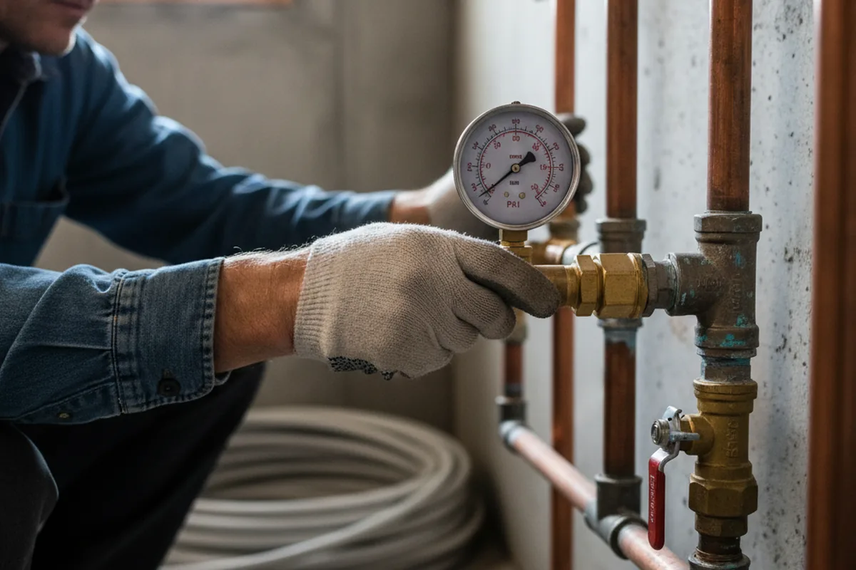 Pressure testing a repaired line during Water Line Repair in Lane City